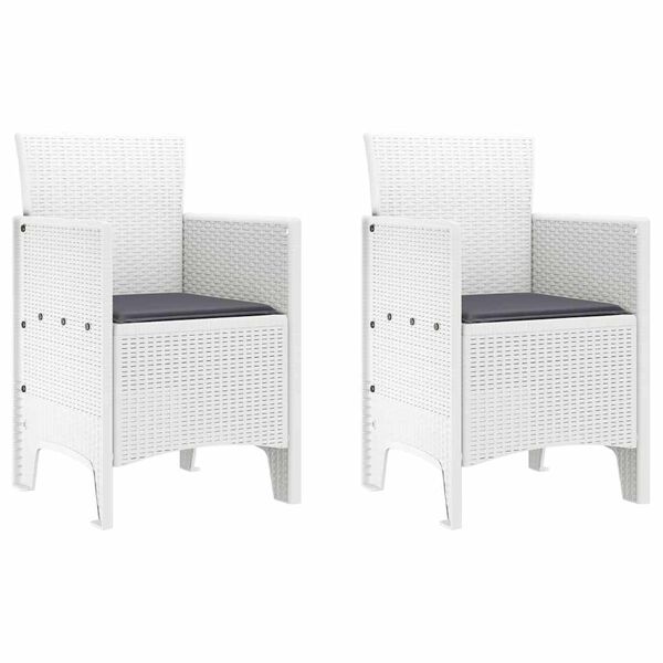 vidaXL Sodo Kėdė su pagalve 2 pcs Balta 53 x 49 x 85 cm Polipropilenas