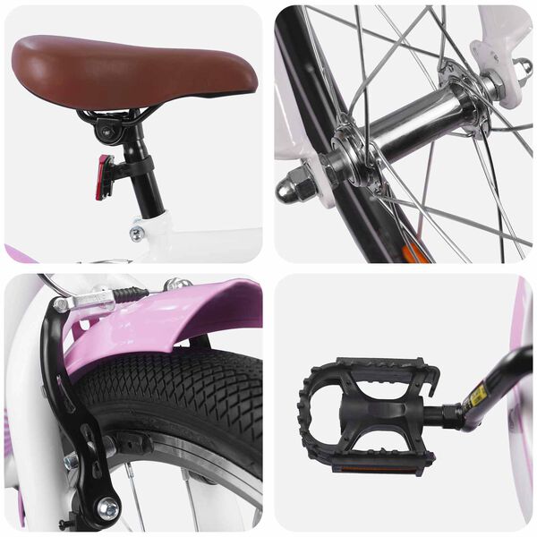 vidaXL Vaikų Dviratis 18 Colių 5&ndash;7 metų vaikams &Scaron;viesiai rožinė