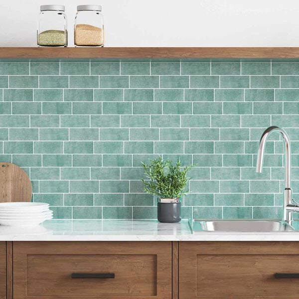 vidaXL Metro plytelė 10 pcs Pilkai žalia 29.4 x 21.4 cm