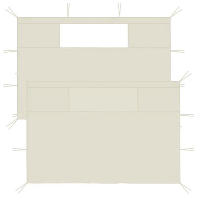 vidaXL Šoninės pavėsinės sienos su langais, 2vnt., kreminės, 4,5x2,1m