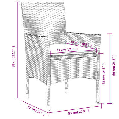 vidaXL Sodo kėdės su pagalvėlėmis, 2vnt., pilkos, poliratanas