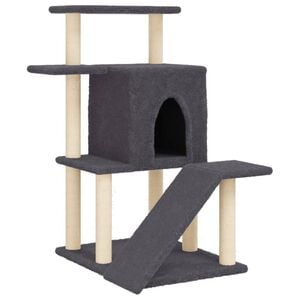 vidaXL Draskyklė katėms su stovais i&scaron; sizalio, tamsiai pilka, 97cm