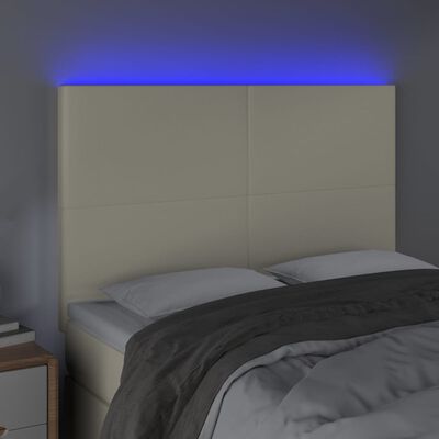 vidaXL Galvūgalis su LED, kreminės spalvos, 144x5x118/128 cm
