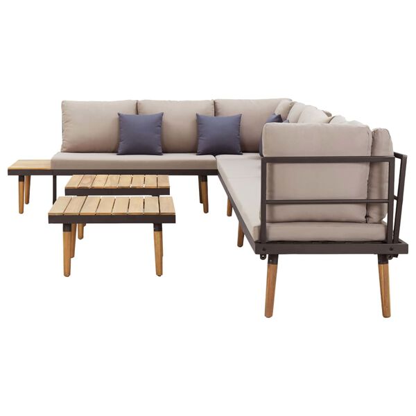 vidaXL A&scaron;tuonvietis sodo komplektas su pagalvėlėmis, akacijos masyvas