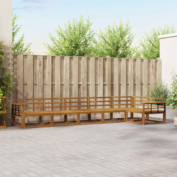 vidaXL Lauko sofos komplektas 6 pcs Natūrali Kietos akacijos mediena