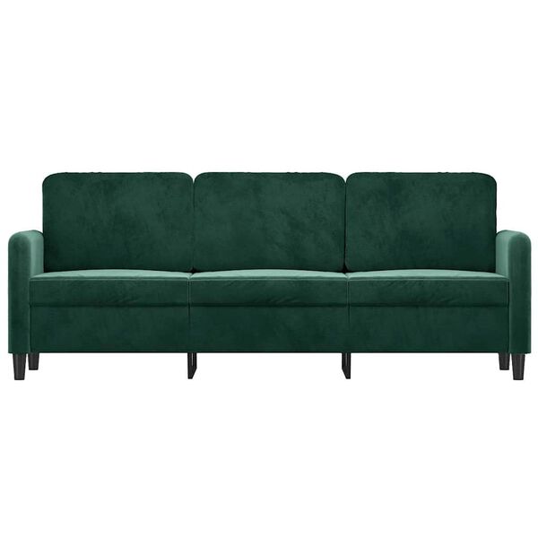 vidaXL Trivietė sofa, tamsiai žalios spalvos, 180cm, aksomas