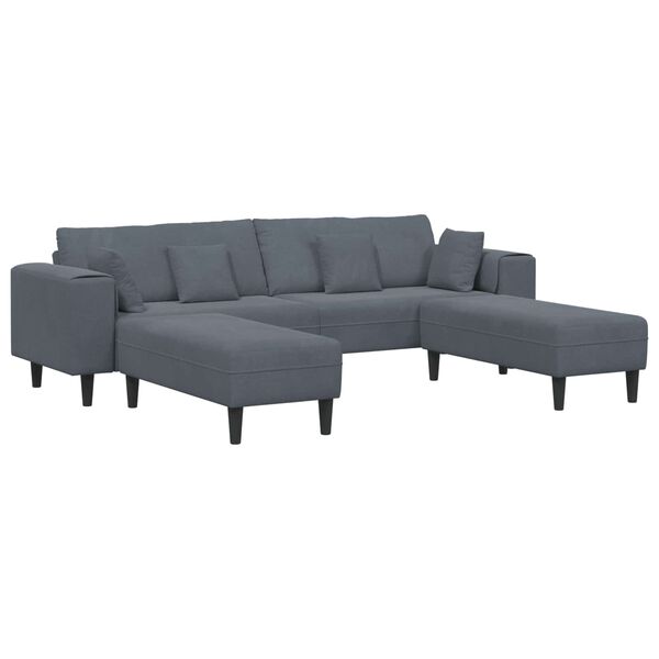 vidaXL Aksominė sofa su pagalve 3 pcs Tamsiai pilka 208 cm Aksomas