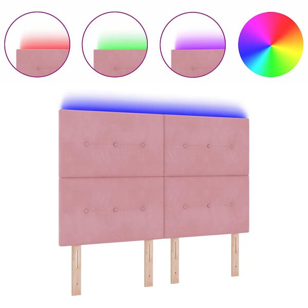 vidaXL Galvūgalis su LED juostelių žibintais Rožinė 72 cm Aksomas