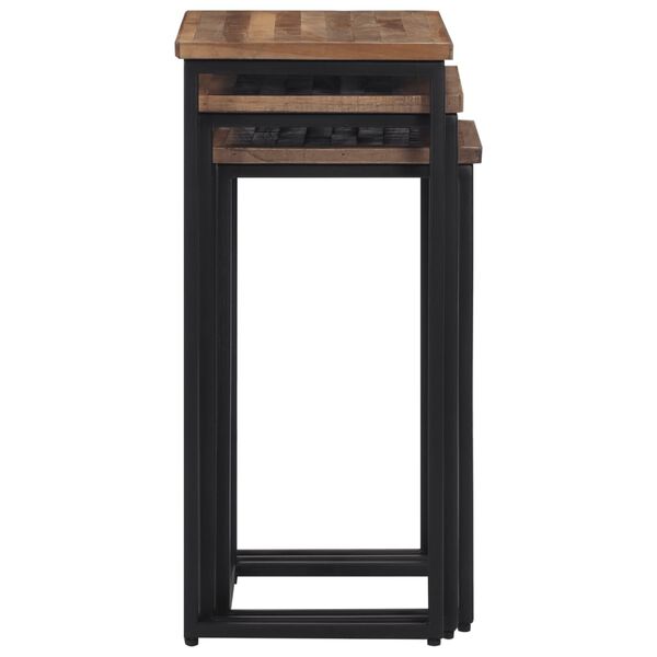 vidaXL Sustumiami kavos staliukai, 3vnt., tikmedžio medienos masyvas