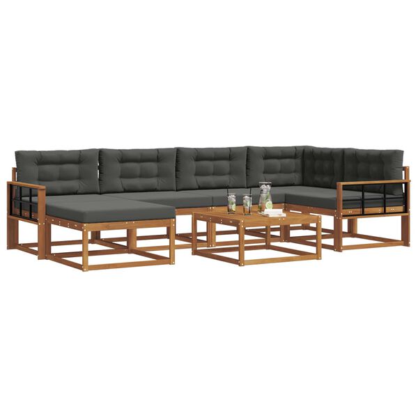 vidaXL Lauko sofos komplektas su pagalve 7 pcs Natūralus ir antracitas
