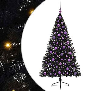vidaXL Dirbtinis prie&scaron;&scaron;ventinis eglutė su &scaron;viesomis Juoda 180 cm PVC