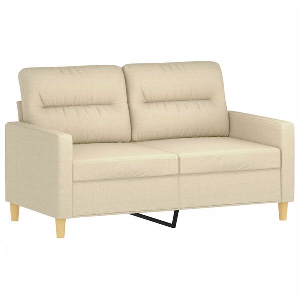 vidaXL Dvivietė sofa, kreminės spalvos, 120cm, audinys