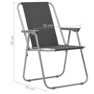 vidaXL Sulankstomos stovyklavimo kėdės, 2vnt., 52x59x80cm, pilkos