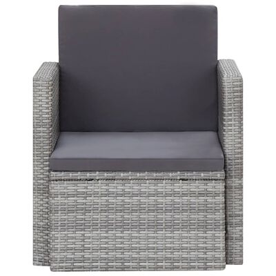 vidaXL Sodo kėdė su pagalvėlėmis, pilkos spalvos, poliratanas