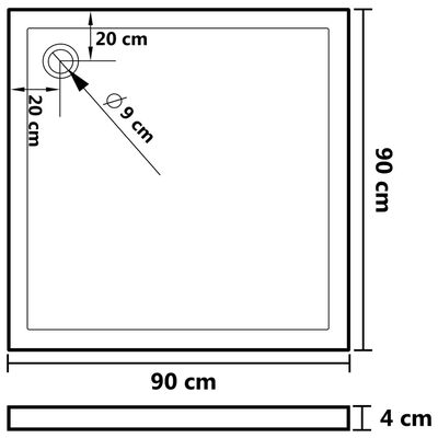 vidaXL Dušo padėklas, 90x90cm, ABS, kvadratinis
