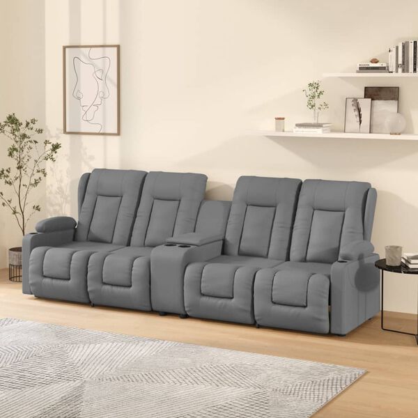 vidaXL Keturvietis atlošiamas masažinis krėslas, pilkas, dirbtinė oda