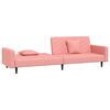 vidaXL Dvivietė sofa-lova su dvejomis pagalvėmis, rožinė, aksomas
