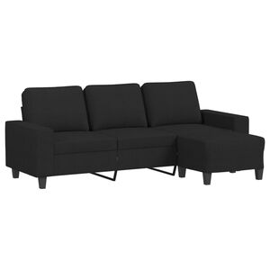 vidaXL Trivietė sofa su pakoja, juodos spalvos, 180cm, audinys