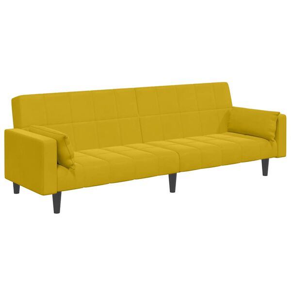 vidaXL Dvivietė sofa-lova su pakoja, geltonos spalvos, aksomas