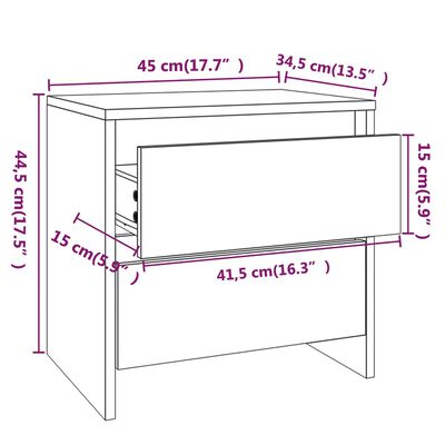 vidaXL Naktinės spintelės, 2vnt., betono, 45x34,5x44,5cm, mediena