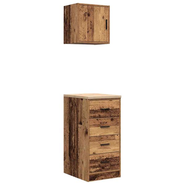 vidaXL garažo spintos, 2vnt., sena mediena, mediena