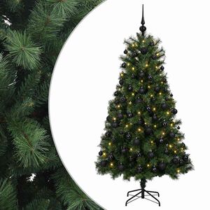 vidaXL Dirbtinė eglutė su lankstomomis &scaron;akomis ir bumbulais 150 cm