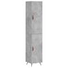 vidaXL Komoda, betono pilkos spalvos, 34,5x34x180cm, apdirbta mediena