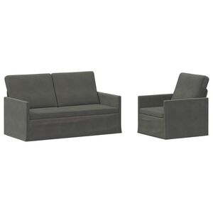 vidaXL Sofos komplektas 2 pcs Tamsiai pilka Kordūrinis audinys