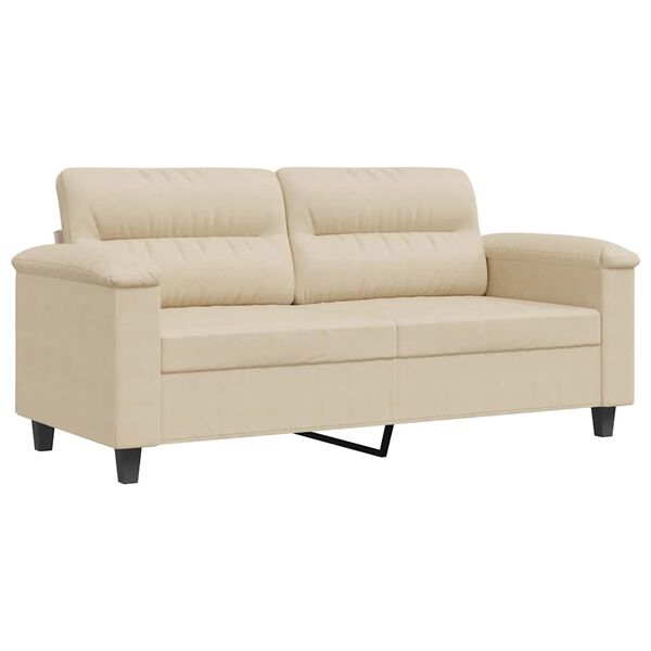 vidaXL Dvivietė sofa, kreminės spalvos, 140cm, mikropluo&scaron;to audinys