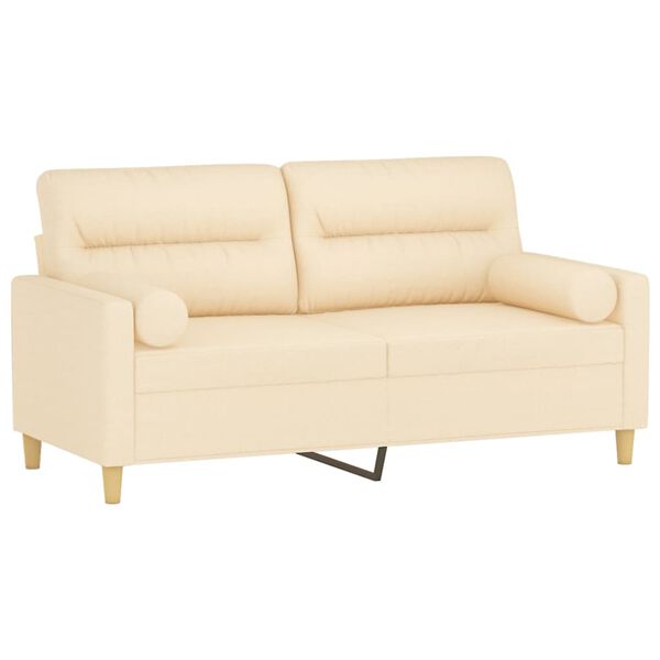 vidaXL Dvivietė sofa su pagalvėmis, kreminė, 140cm, audinys