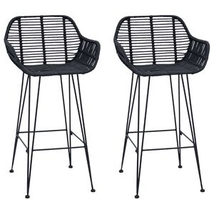vidaXL Baro Kėdė 2 pcs 55 x 52 x 92 cm Ratanas ir Geležis