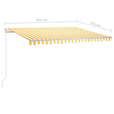 vidaXL Automatiniu būdu ištraukiama markizė, geltona/balta, 4,5x3,5m