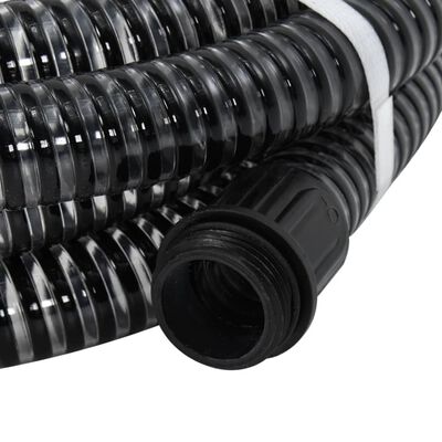 vidaXL Siurbimo žarna su žalvarinėmis jungtimis, juoda, 1,1", 7m, PVC