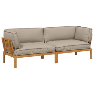 vidaXL Sofos komplektas su pagalve 2 pcs Taupe Kietos akacijos mediena