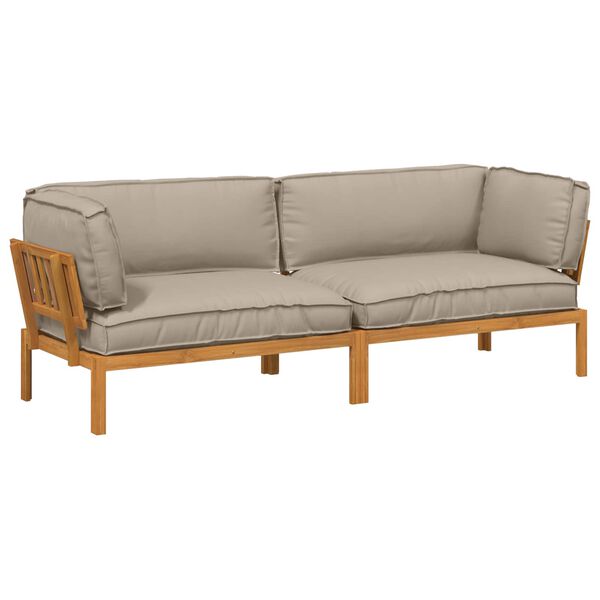 vidaXL Sofos komplektas su pagalve 2 pcs Taupe Kietos akacijos mediena