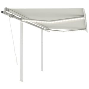 vidaXL Automatinė markizė su LED/vėjo jutikliu, kreminė, 3,5x2,5m