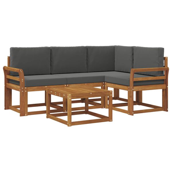 vidaXL Lauko sofos komplektas su pagalve 5 pcs Natūralus ir antracitas