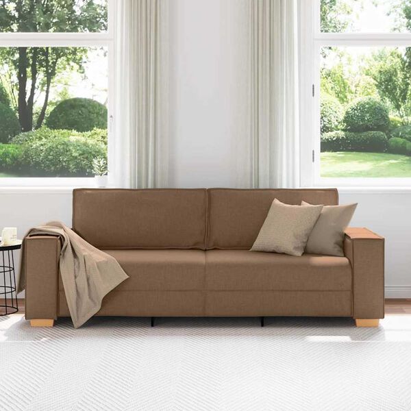 vidaXL Trivietė sofa, ruda, 180 cm, audinys