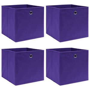 vidaXL Daiktadėžės, 4vnt., violetinės spalvos, 32x32x32cm, audinys