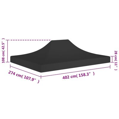 vidaXL Proginės palapinės stogas, juodos spalvos, 4x3m, 270 g/m²