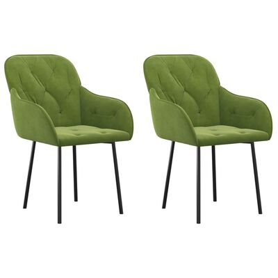 vidaXL Valgomojo kėdės, 2vnt., šviesiai žalios spalvos, aksomas