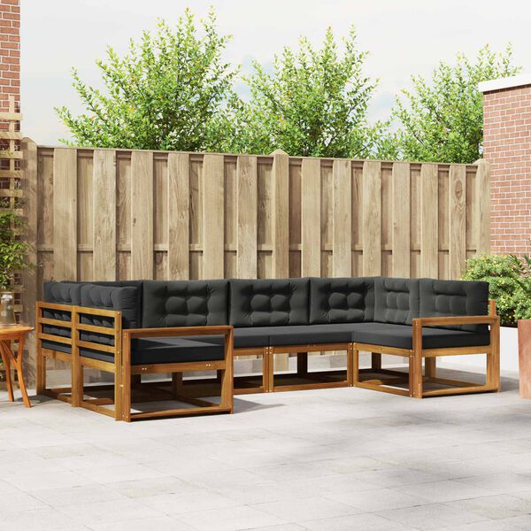 vidaXL Lauko sofos komplektas su pagalve 6 pcs Natūralus ir antracitas