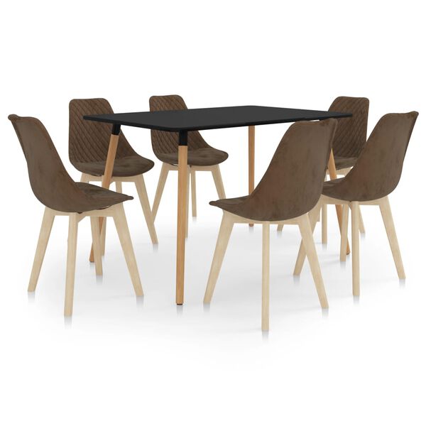 vidaXL Valgomojo baldų komplektas, 7 dalių, rudas (287243+3x289166)