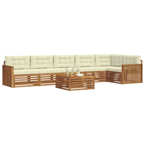 vidaXL Lauko sofos komplektas su pagalve 7 pcs Natūralus ir grietinėlė