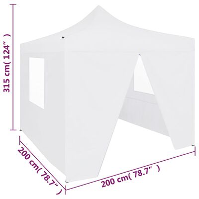 vidaXL Sulankstoma palapinė su 4 sienomis, balta, 2x2m, plienas