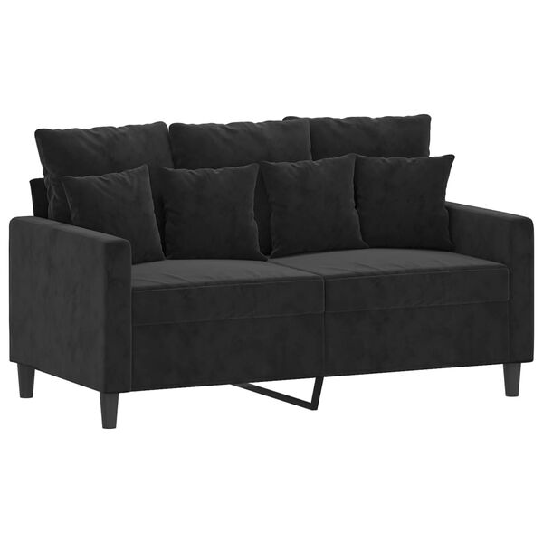 vidaXL Dvivietė sofa, juodos spalvos, 120cm, aksomas