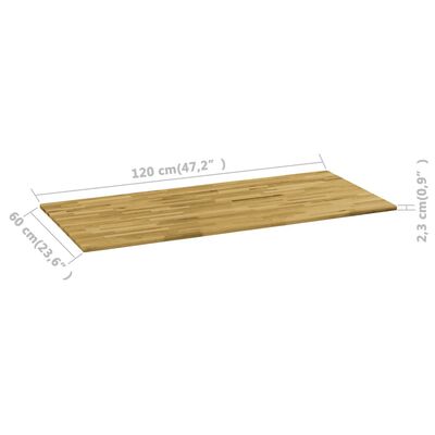 vidaXL Stalviršis, masyvi ąžuolo mediena, stač. form., 23mm, 120x60cm