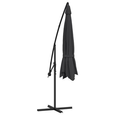 vidaXL Gembės formos skėtis su aliuminio stulpu, juodos spalvos, 350cm