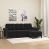 vidaXL Trivietė sofa su pakoja, juodos spalvos, 180cm, aksomas