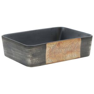 vidaXL Praustuvas, juodas ir rudas, 46x35,5x13cm, keramika